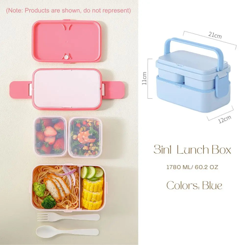 2-lagige Bento Box für Kinder, auslaufsicher, mikrowellengeeignet, 1780 ml 12
