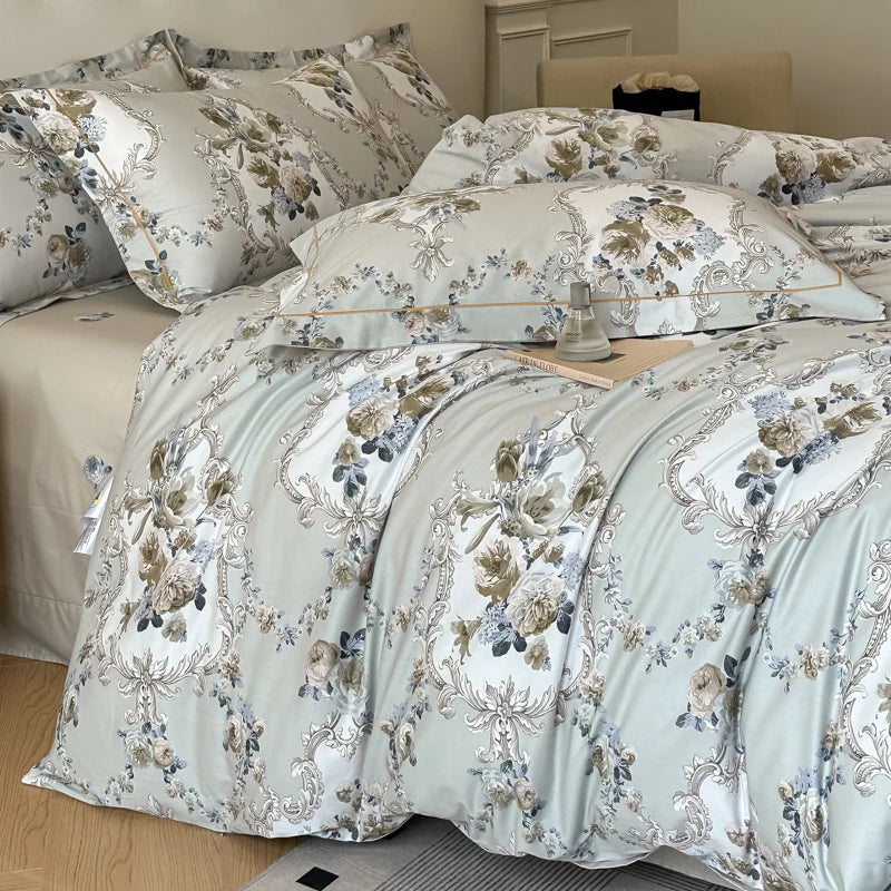 3-teiliges Bettwäscheset aus ägyptischer Baumwolle, bestehend aus 1 Bettbezug und 2 Kissenbezügen. Neu bedruckt, hautfreundlich, atmungsaktiv, weich und komfortabel. 3
