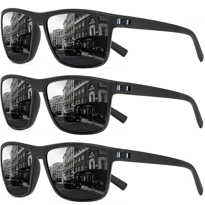 3er Set Polarisierte Sonnenbrillen Herren Damen mit UV400 Schutz und Quadratischem Design 3