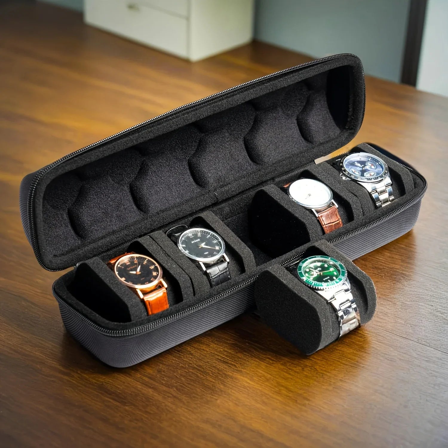 5-Grid Hard Shell Watch Organizer - Portable Travel Case for Men's Watches 1