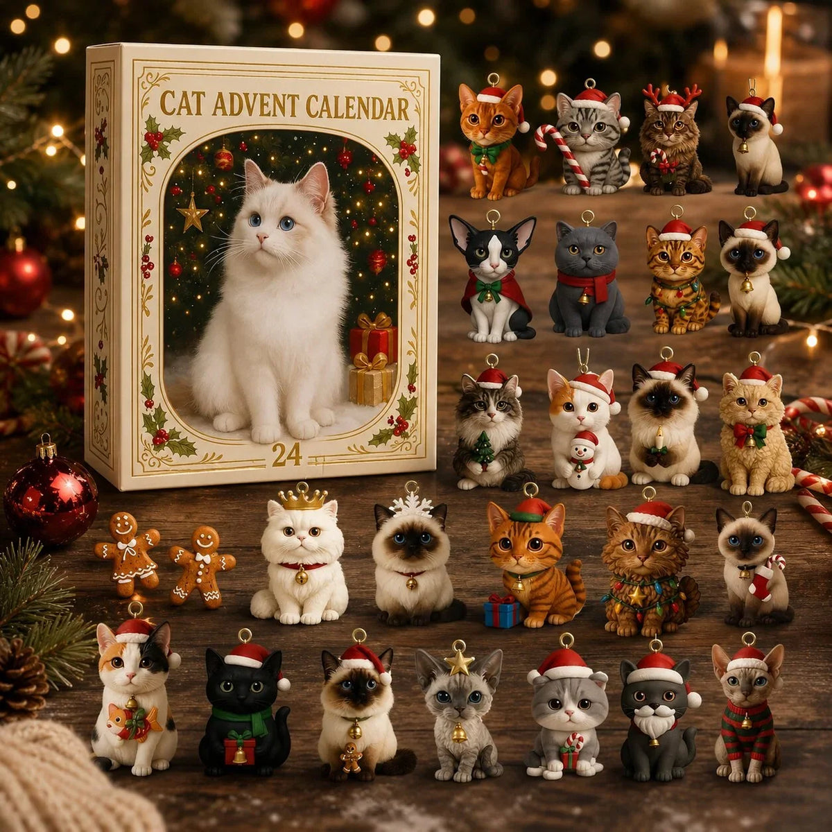 Adventskalender mit Katzenfiguren