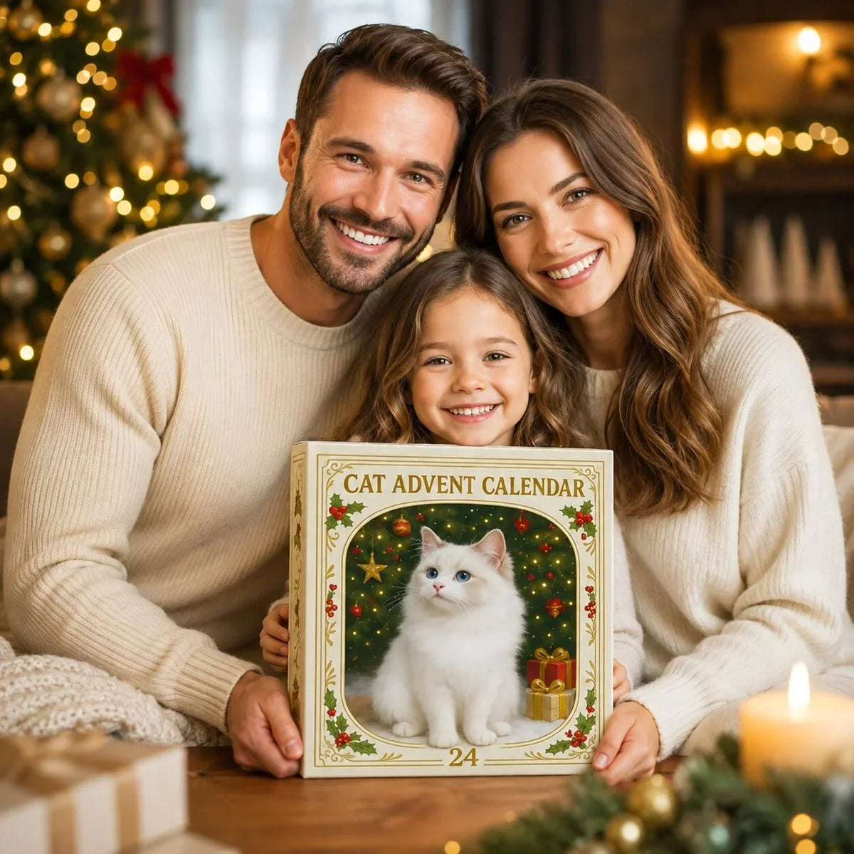 Adventskalender mit Katzenfiguren