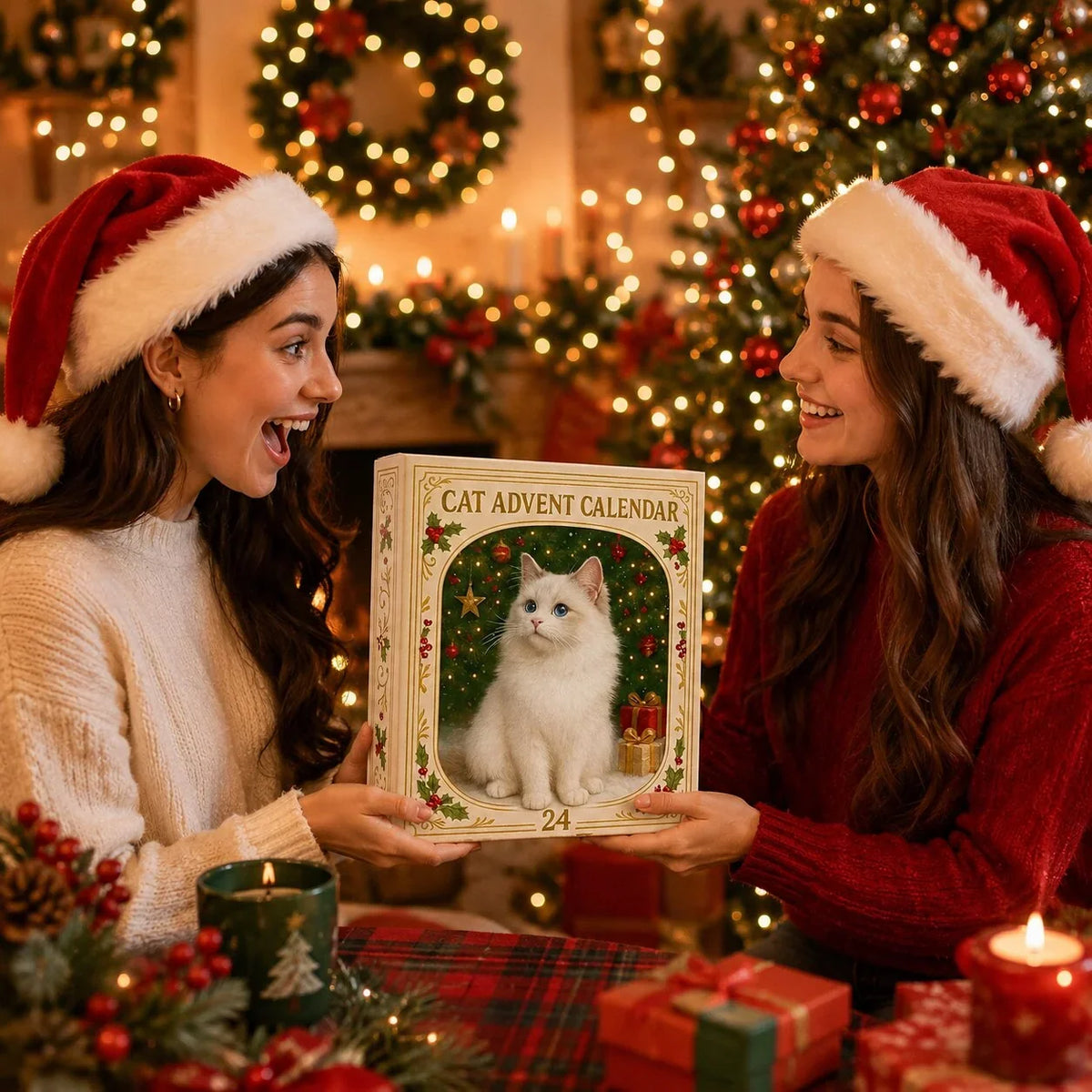 Adventskalender mit Katzenfiguren