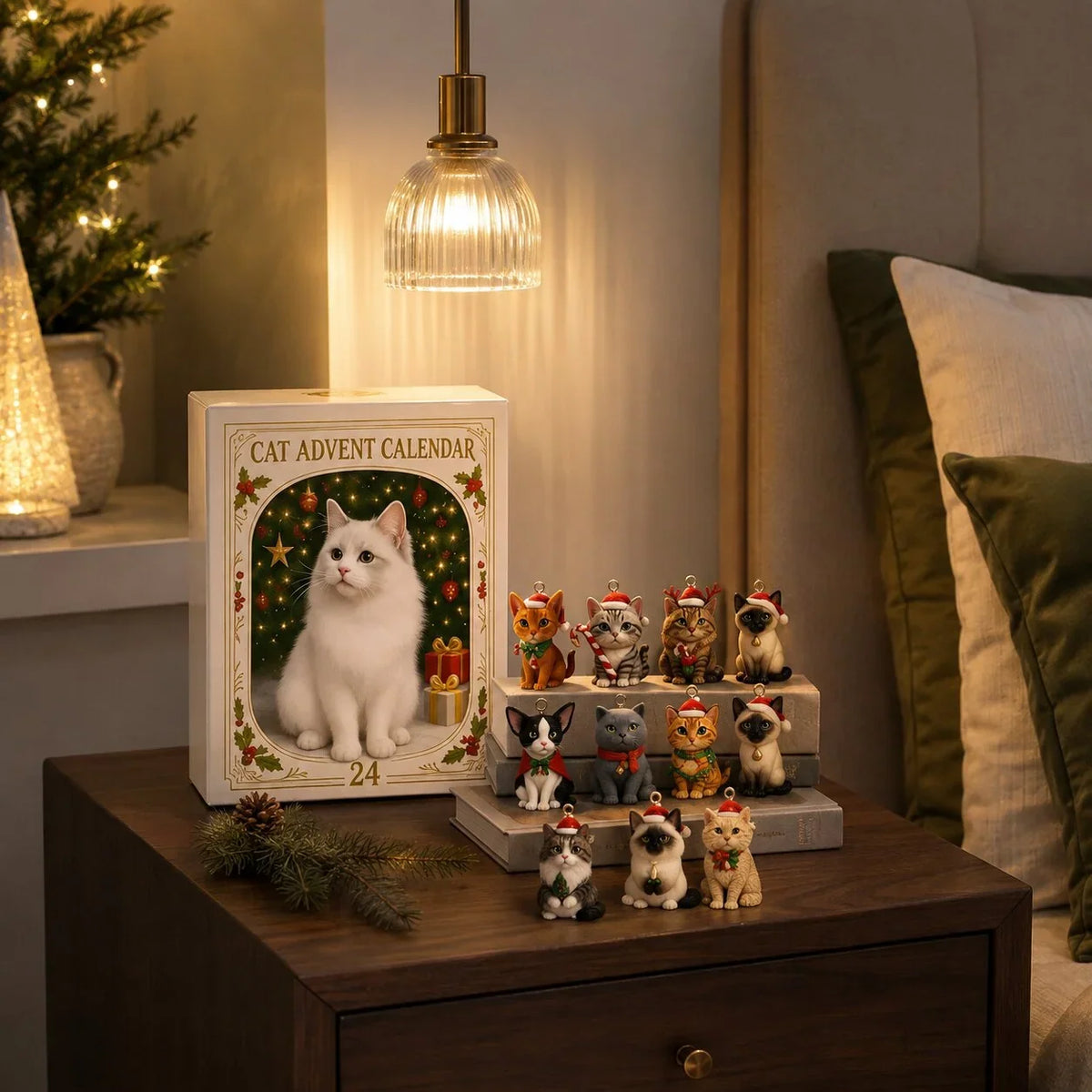 Adventskalender mit Katzenfiguren