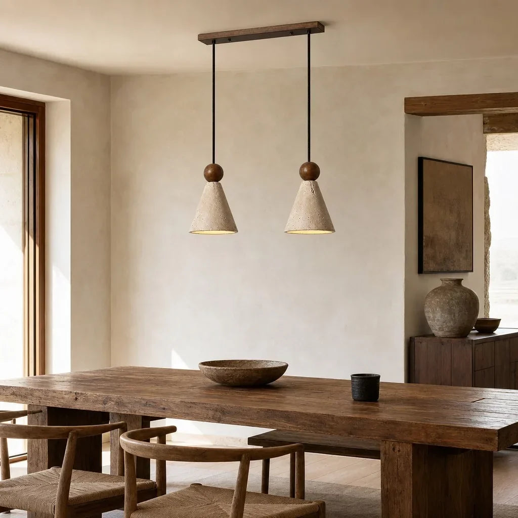 Ariad Wabi-Sabi Travertine Cone Pendant Light 3