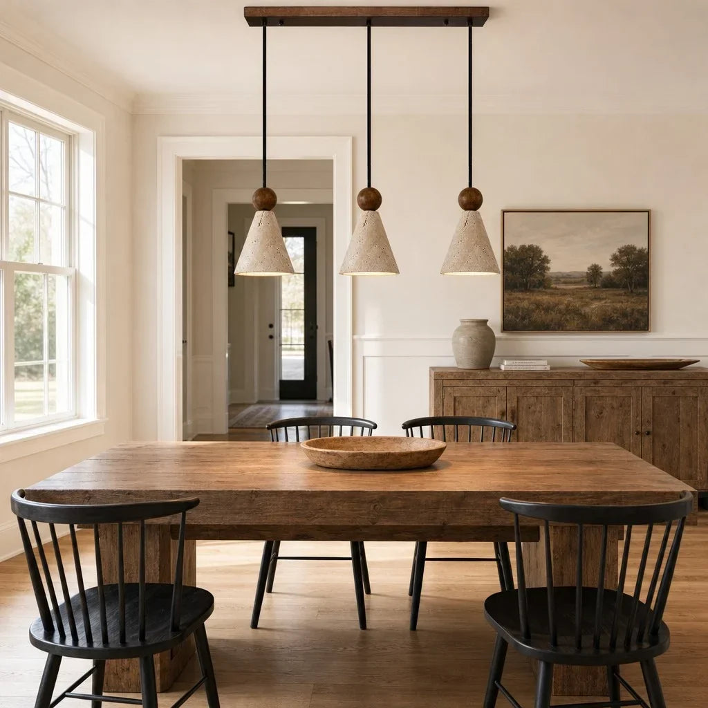 Ariad Wabi-Sabi Travertine Cone Pendant Light 4