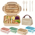 Bento Box für Erwachsene mit 3 Fächern und Besteckset, spülmaschinenfest 0