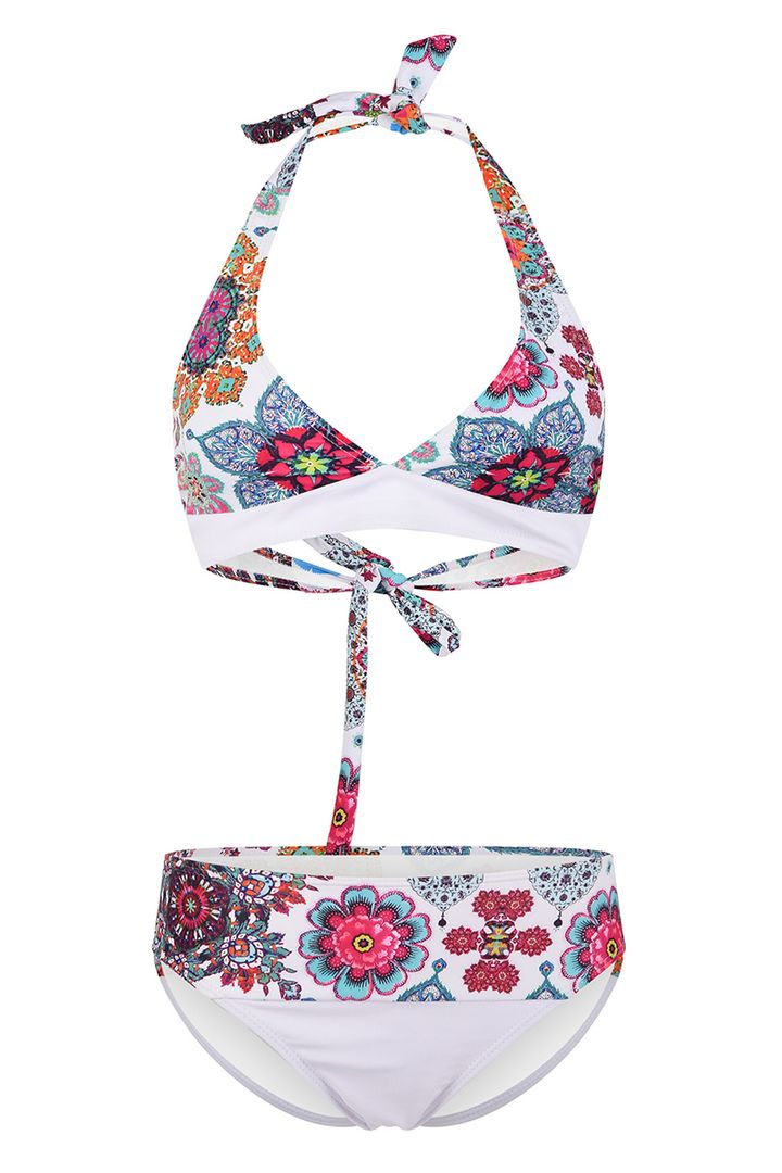 Bikini Set Damen – Blumenmuster, Halterneck & Gepolsterte Cups 2