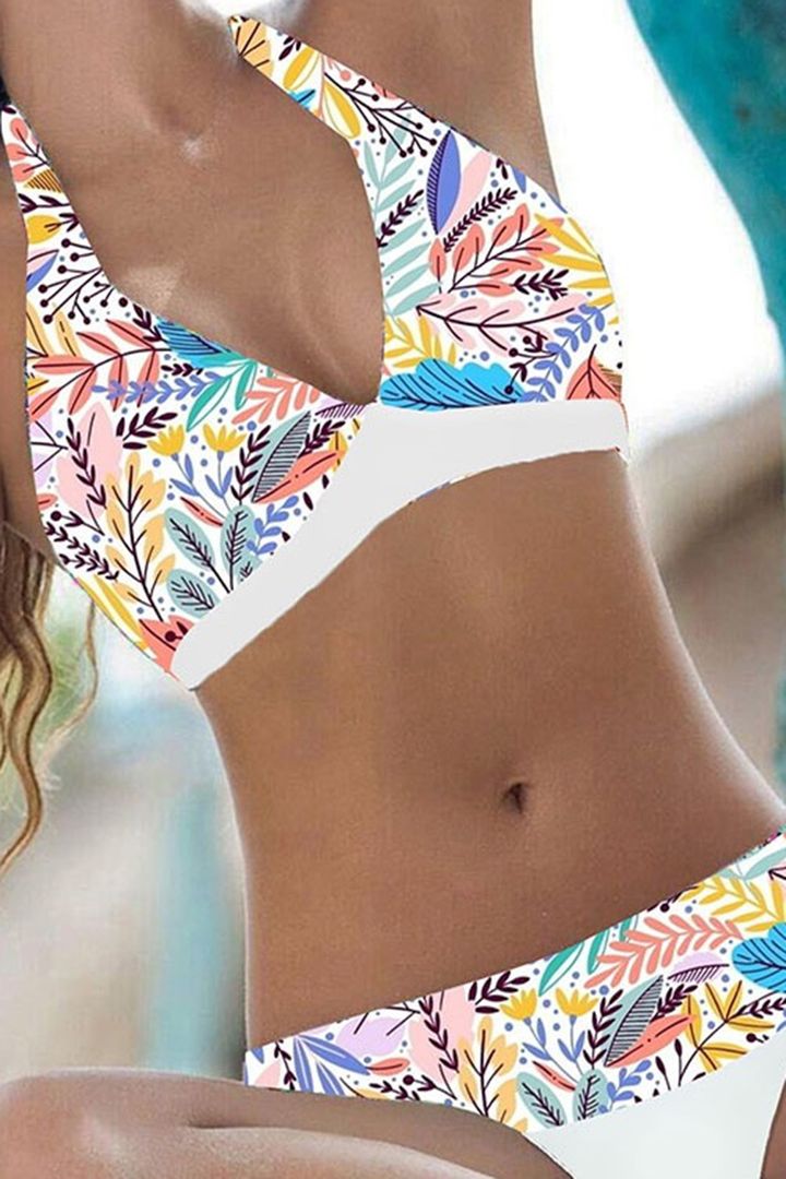 Bikini Set Damen – Blumenmuster, Halterneck & Gepolsterte Cups 4
