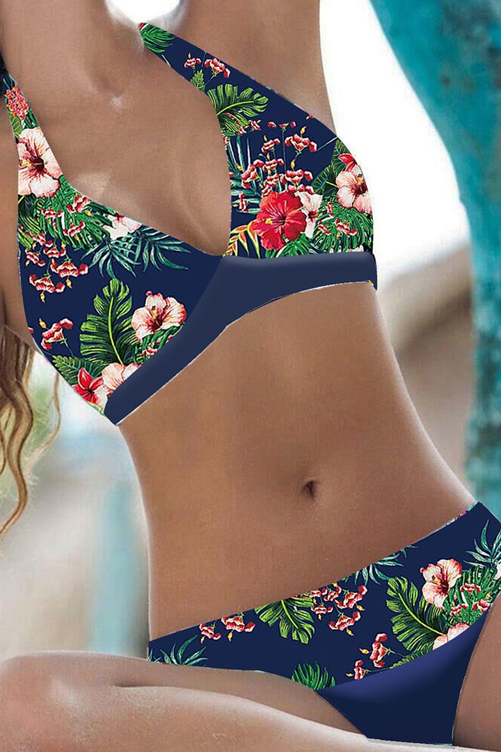 Bikini Set Damen – Blumenmuster, Halterneck & Gepolsterte Cups 5