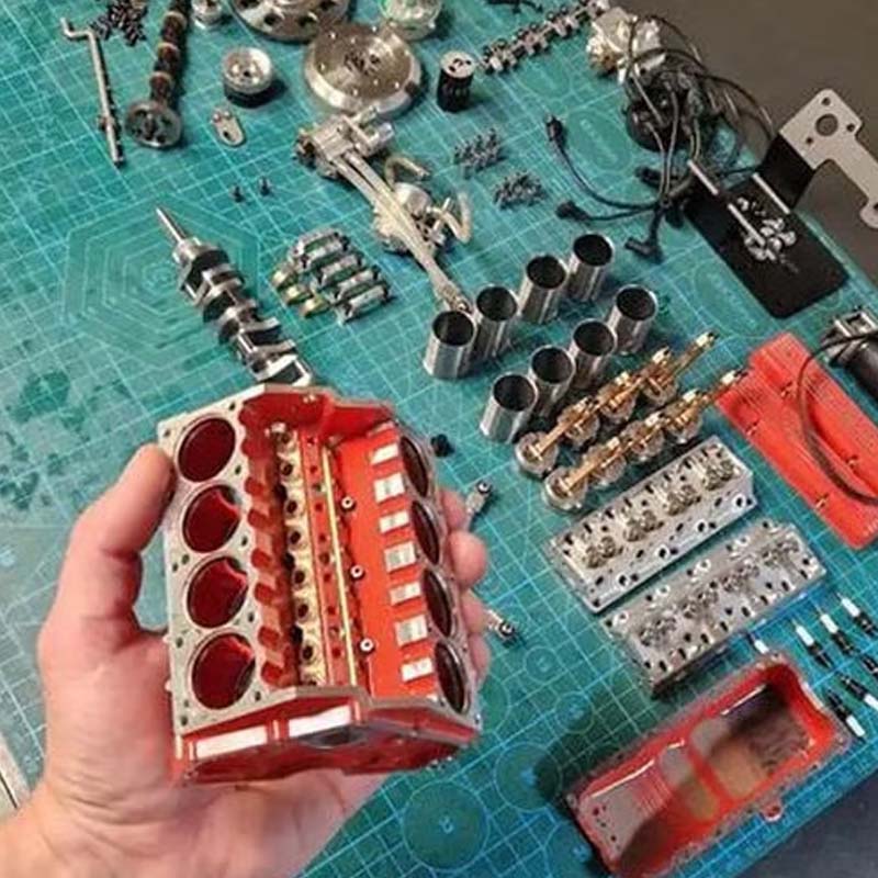 CISON Mini-V8 Benzinmotor Modellbausatz | Mit CDI-Zündung & CNC-Metallteilen | RC-kompatibel mit Fotoanleitung 7