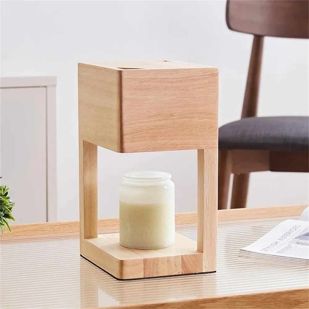 Candle Warmer Lamp with Wooden Base, Warm Ambient Light for Cozy Atmosphere 2