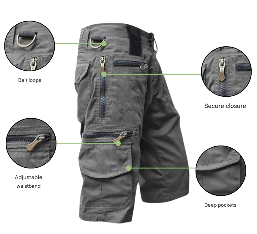 Cargo Shorts für Herren – Schnelltrocknend, Dehnbar & Mit Reißverschlusstaschen 4