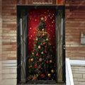 Christmas Door Cover - Stretch Fit Holiday Decoration with Tree Design 7