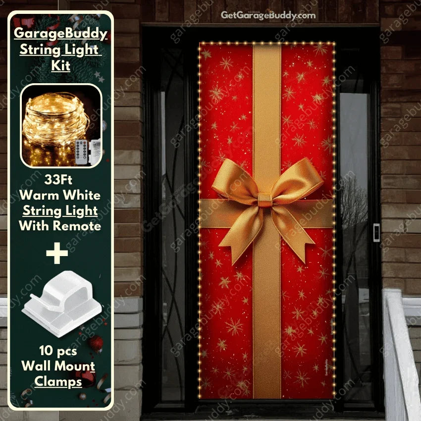 Christmas Door Cover with Elastic Corners for Easy Holiday Decoration 12