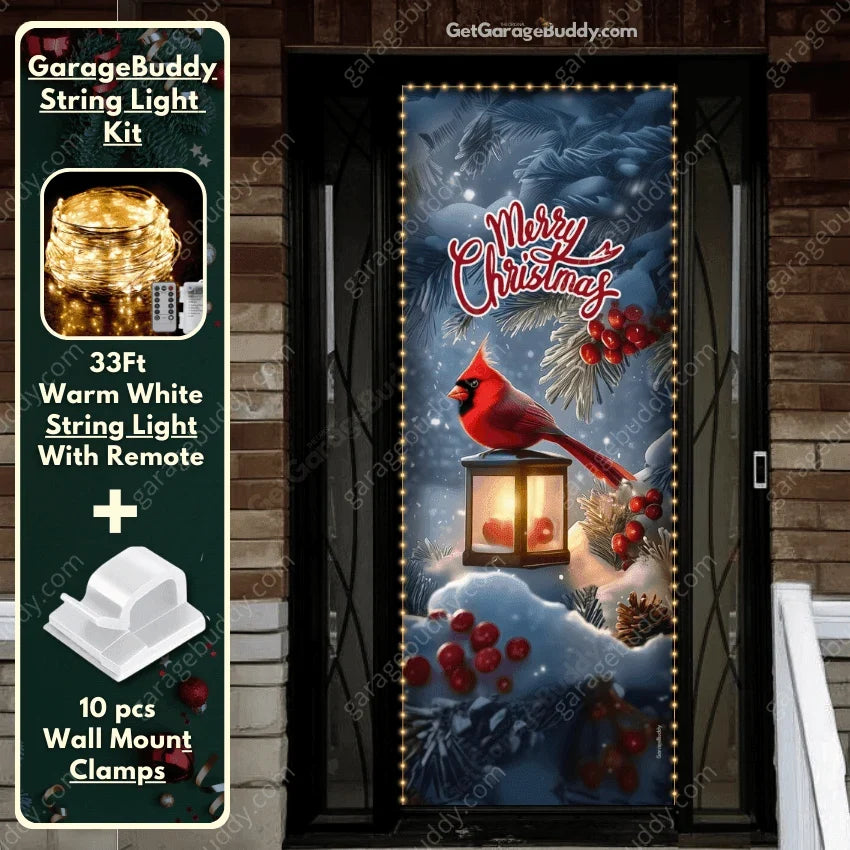 Christmas Door Cover with Elastic Corners for Easy Holiday Decoration 28