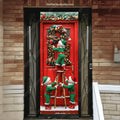 Christmas Door Cover with Elastic Corners for Easy Holiday Decoration 3