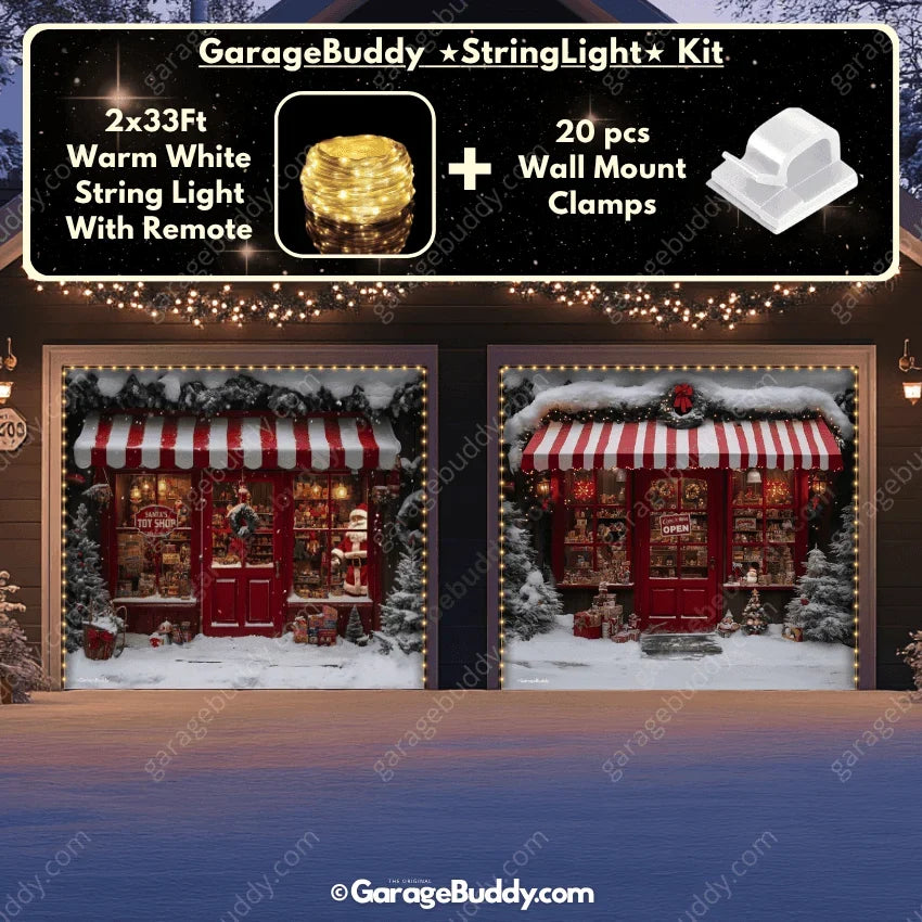 Christmas Garage Door Cover - Santa's Toy Shop Holiday Decoration, Easy Install 11