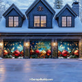 Christmas Garage Door Cover with Colorful Ornaments and Snowflakes 7