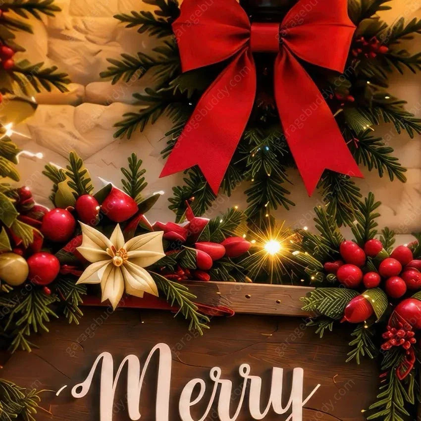 Christmas Garage Door Cover with Lights and Wreaths - Holiday Decor for Festive Transformation 8