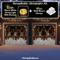 Christmas Garage Door Cover with Reindeer Barn Design and Festive Lights 13