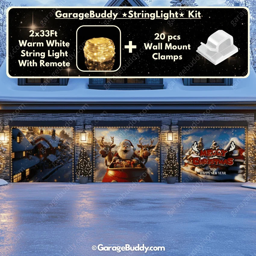 Christmas Garage Door Cover with Santa & Reindeers - Festive Holiday Decor 9