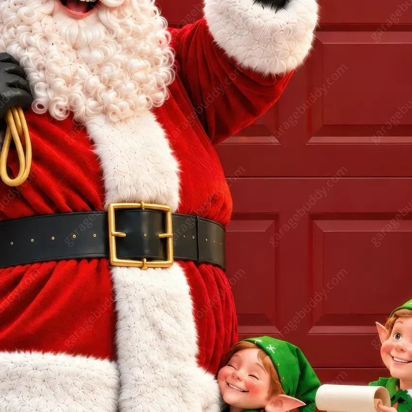 Christmas Garage Door Cover with Santa and Elf Crew, Holiday Scene Decor 7