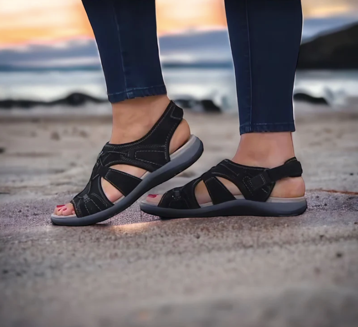 Damen Orthopädische Sandalen mit Keilabsatz 4 cm | Dreifach-Fußgewölbe-Stütze | rutschfest & leicht | Sommer-Komfort 2