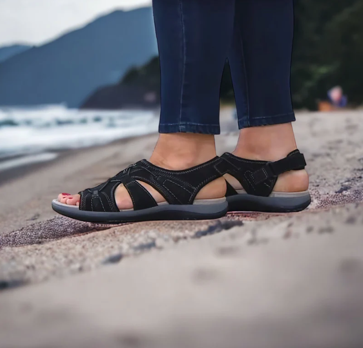 Damen Orthopädische Sandalen mit Keilabsatz 4 cm | Dreifach-Fußgewölbe-Stütze | rutschfest & leicht | Sommer-Komfort 3