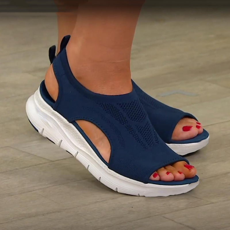 Damen Orthopädische Sandalen mit Memory-Foam-Fußbett | Haltungskorrektur & schmerzreduzierend | Fly Woven, rutschfest, EU 35–43 2