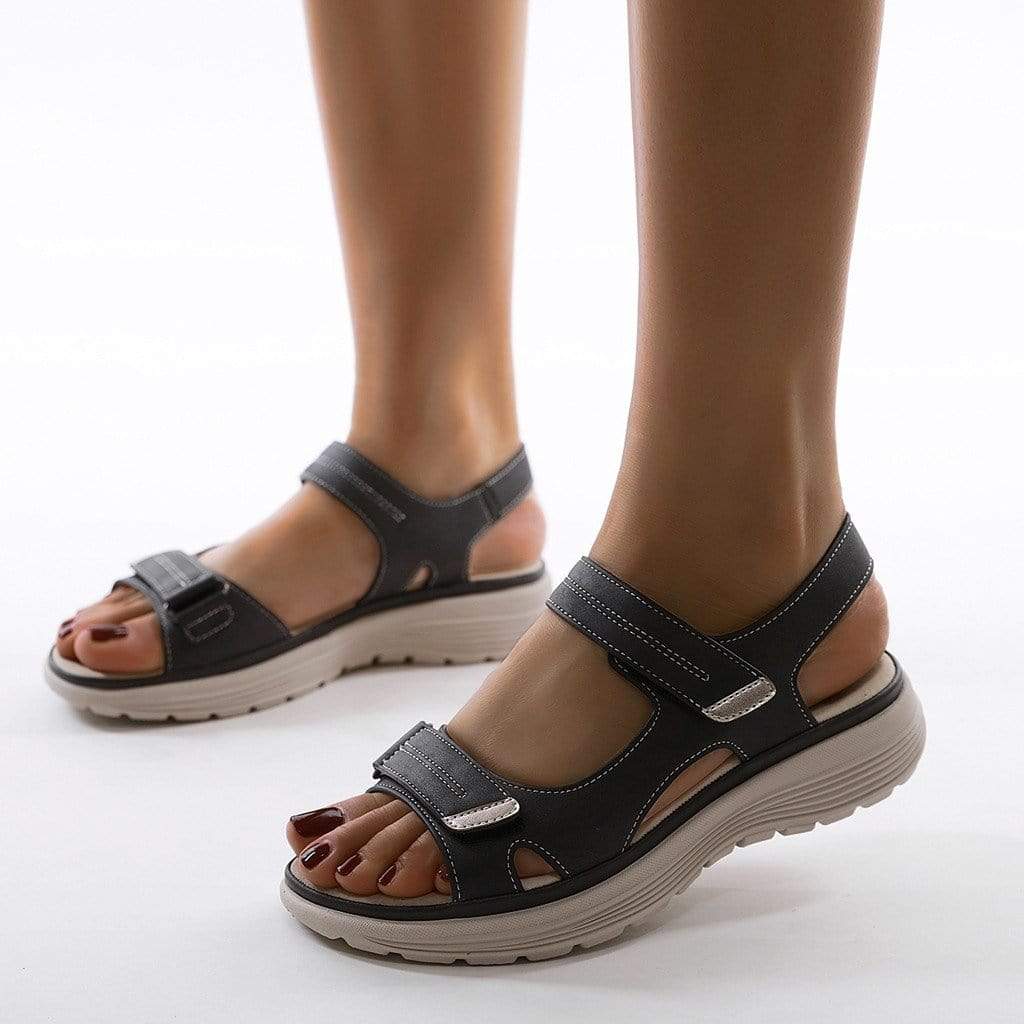 Damen Sandalen mit Verstellbarem Klettverschluss und Anatomischem Fußbett für Sommerschuhe 0