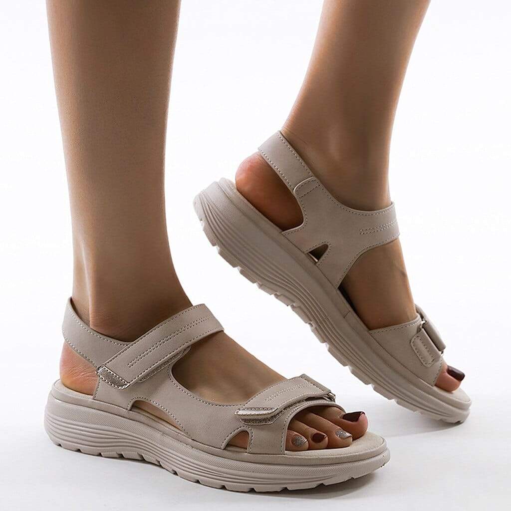 Damen Sandalen mit Verstellbarem Klettverschluss und Anatomischem Fußbett für Sommerschuhe 1