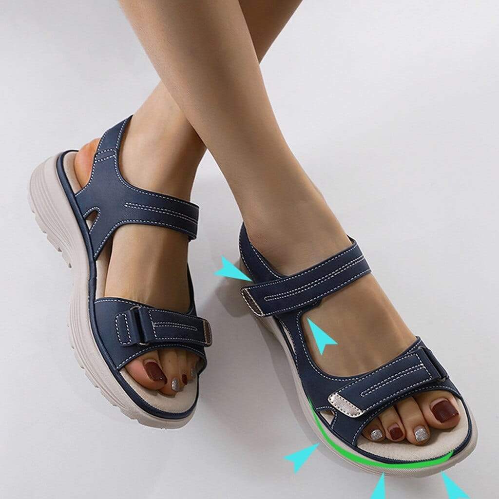Damen Sandalen mit Verstellbarem Klettverschluss und Anatomischem Fußbett für Sommerschuhe 2