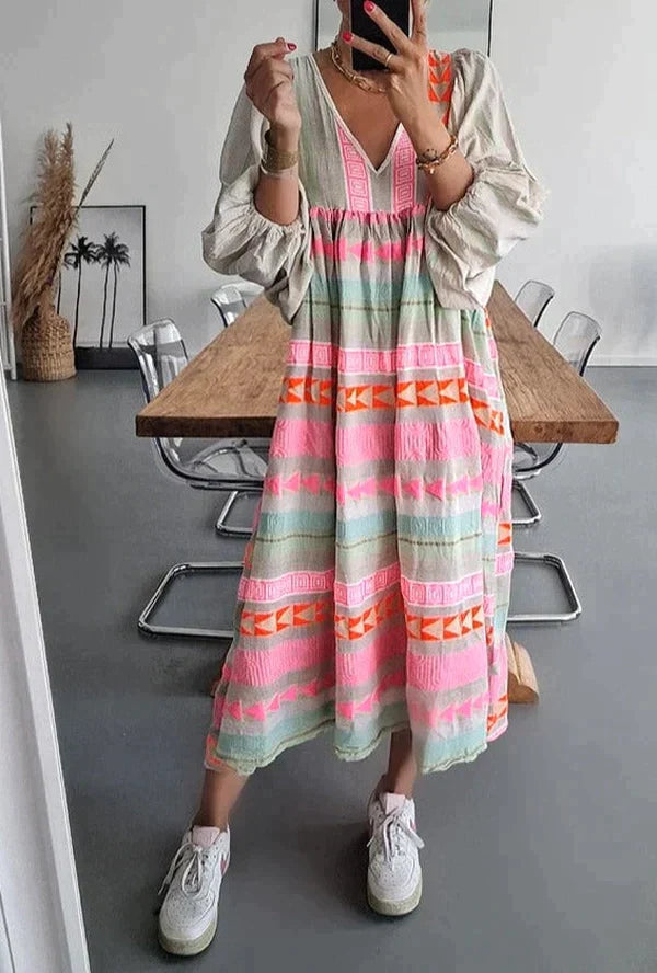 Damen Sommerkleid bunt | Atmungsaktiver Tragekomfort & schmeichelnde Passform | Vielseitig für Alltag, Urlaub & Events 0