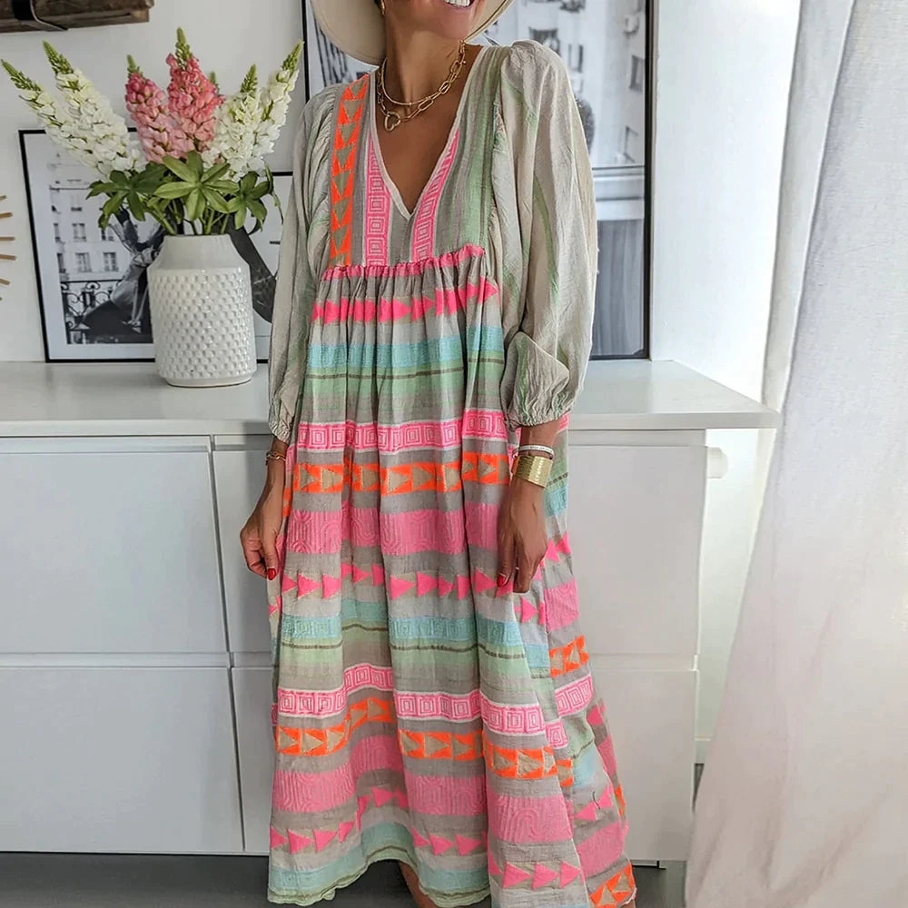 Damen Sommerkleid bunt | Atmungsaktiver Tragekomfort & schmeichelnde Passform | Vielseitig für Alltag, Urlaub & Events 1