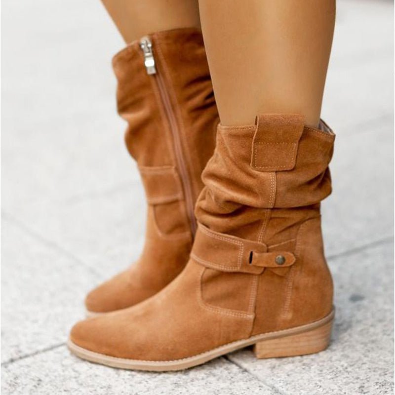 Damen Stiefeletten knöchelhoch | Low Heel & warm | Reißverschluss, runde Spitze, Fußgewölbestütze, Herbst/Winter, EU 35–43 7