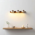 Dēmētēr Contemporary Natural LED Travertine Wood Wall Sconce 3