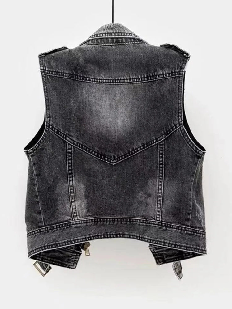 Denim Spijker Bodywarmer Dames 1