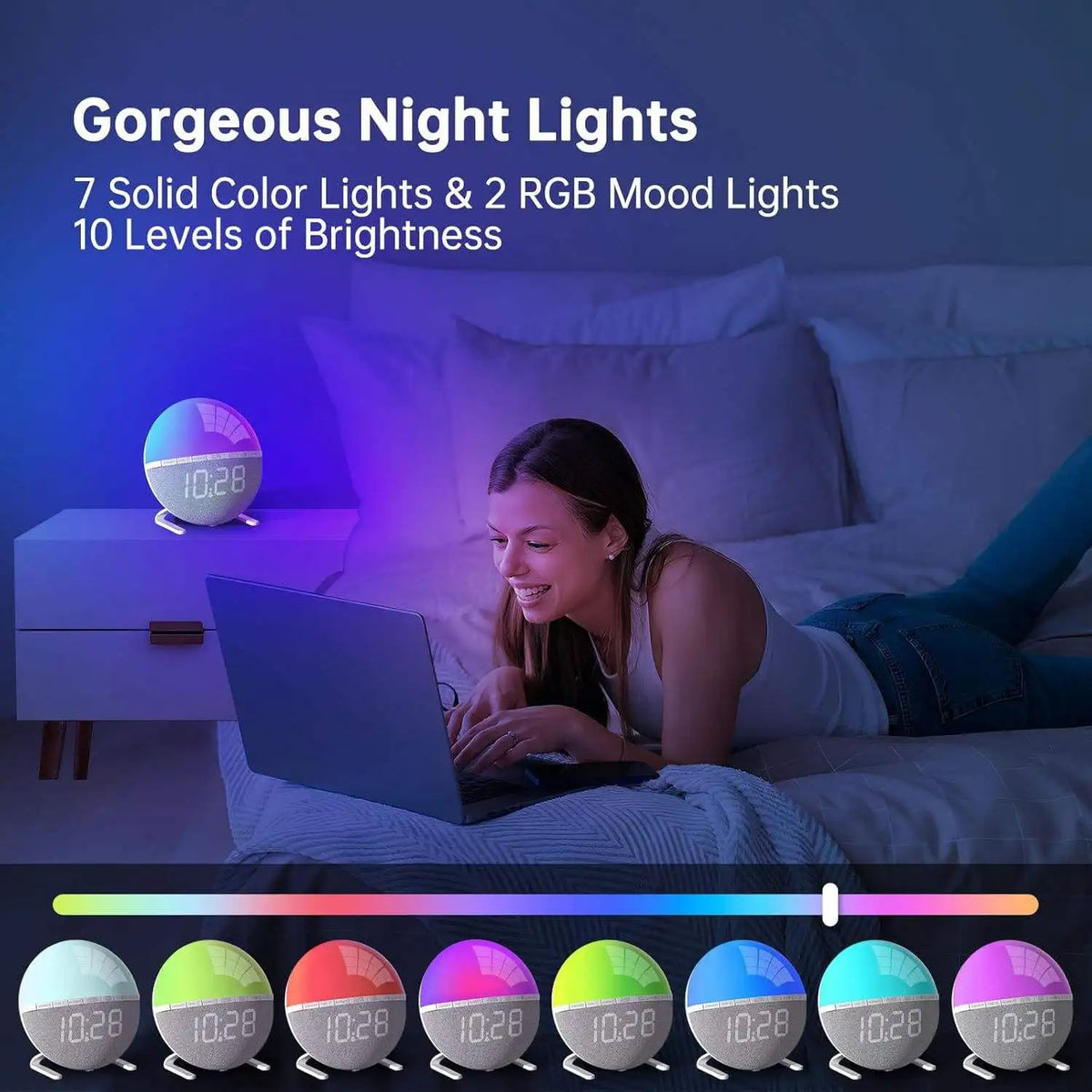 Digitale Wekker met Zonsopgangsimulatie en Kleurveranderend Nachtlampje 2
