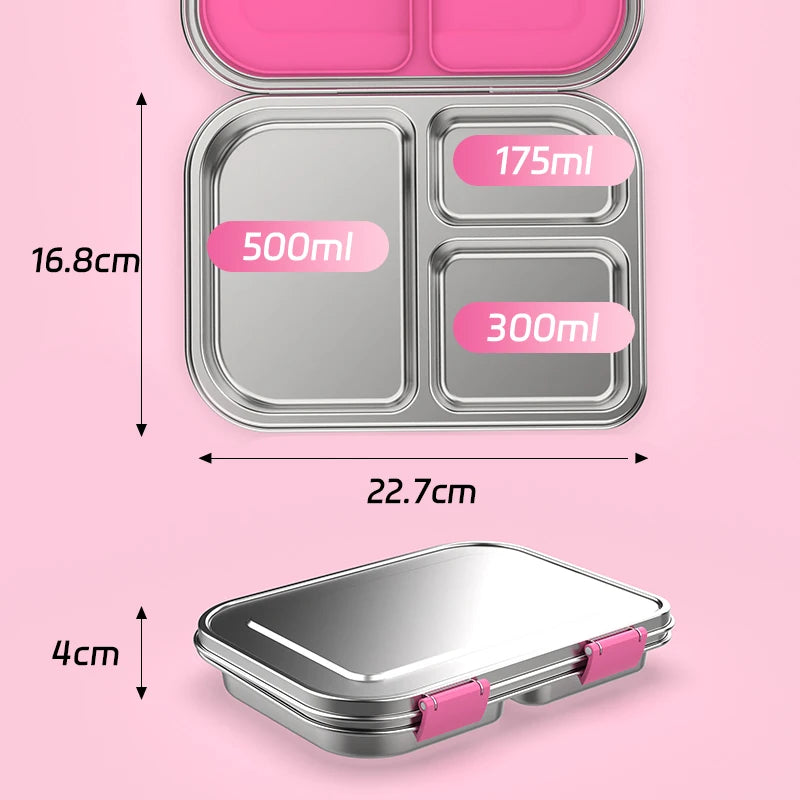 Edelstahl Bento-Lunchbox, auslaufsicher, kompakt für Kinder und Erwachsene, sandwichfreundlich 2