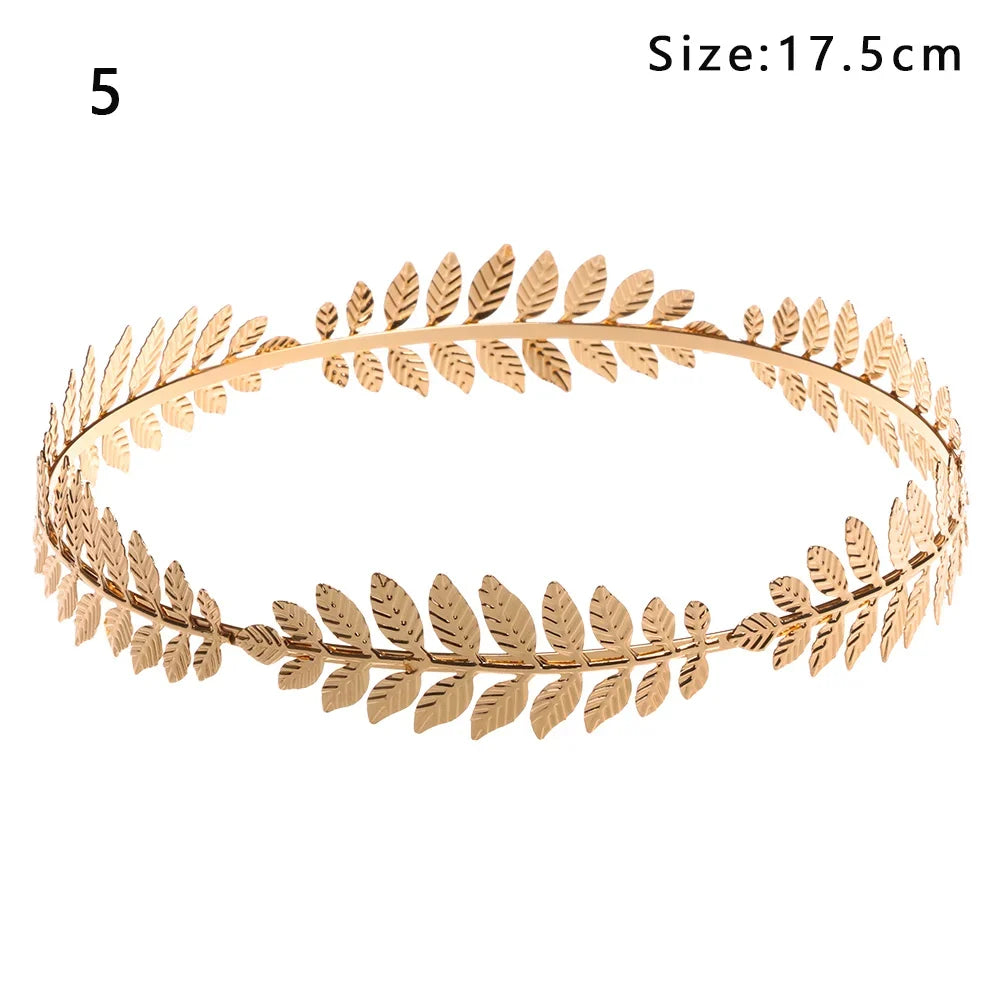 Elegante Haaraccessoires Bruid – Bladgoud Tiara's en Hoofdbanden in Romeinse Stijl 17