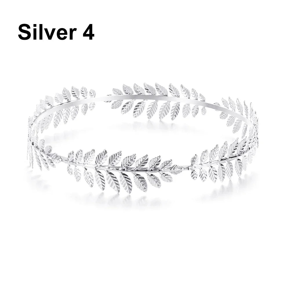Elegante Haaraccessoires Bruid – Bladgoud Tiara's en Hoofdbanden in Romeinse Stijl 8