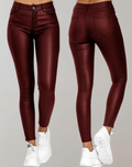Elegante High-Waist Leren Broek Dames 1