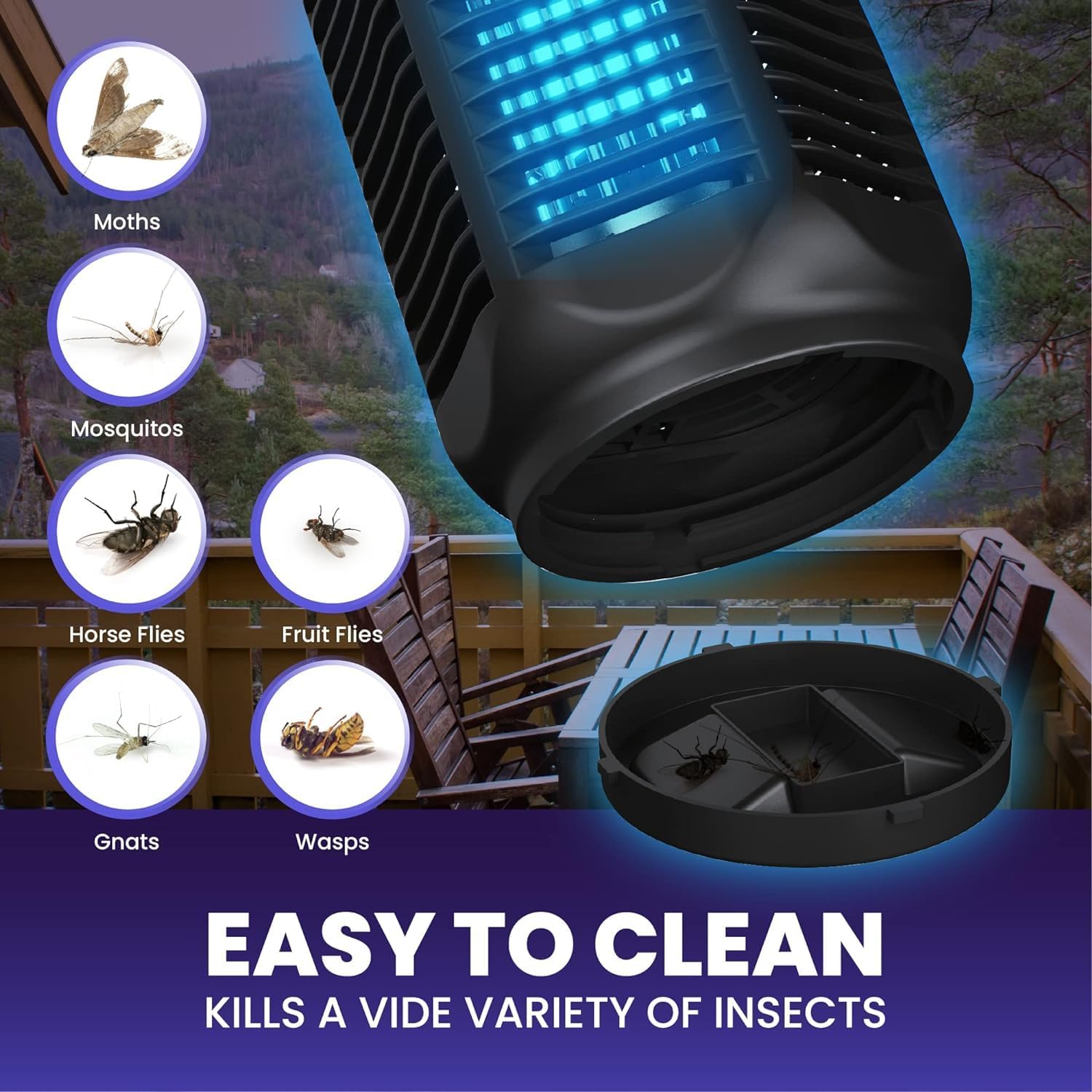 Elektrischer Insektenvernichter 20W mit UV-Lampe für Innen- und Außenbereich bis 80 m² 4