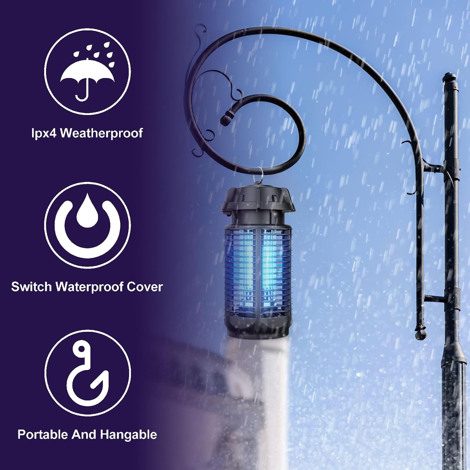 Elektrischer Insektenvernichter 20W mit UV-Lampe für Innen- und Außenbereich bis 80 m² 5