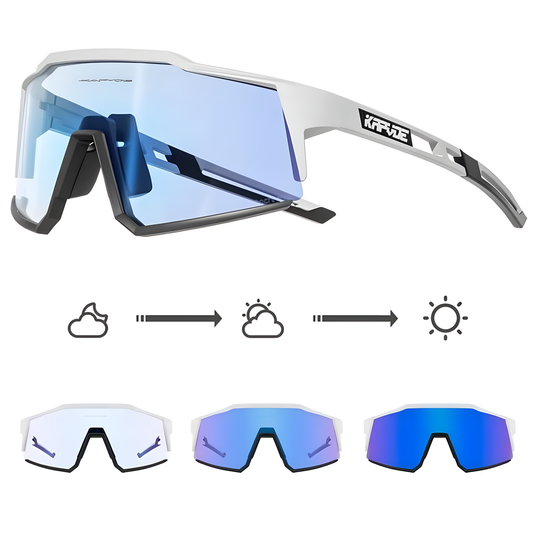 Fahrradbrille mit Myopie-Einsatz, UV400-Schutz und photochromen Gläsern für Brillenträger 0