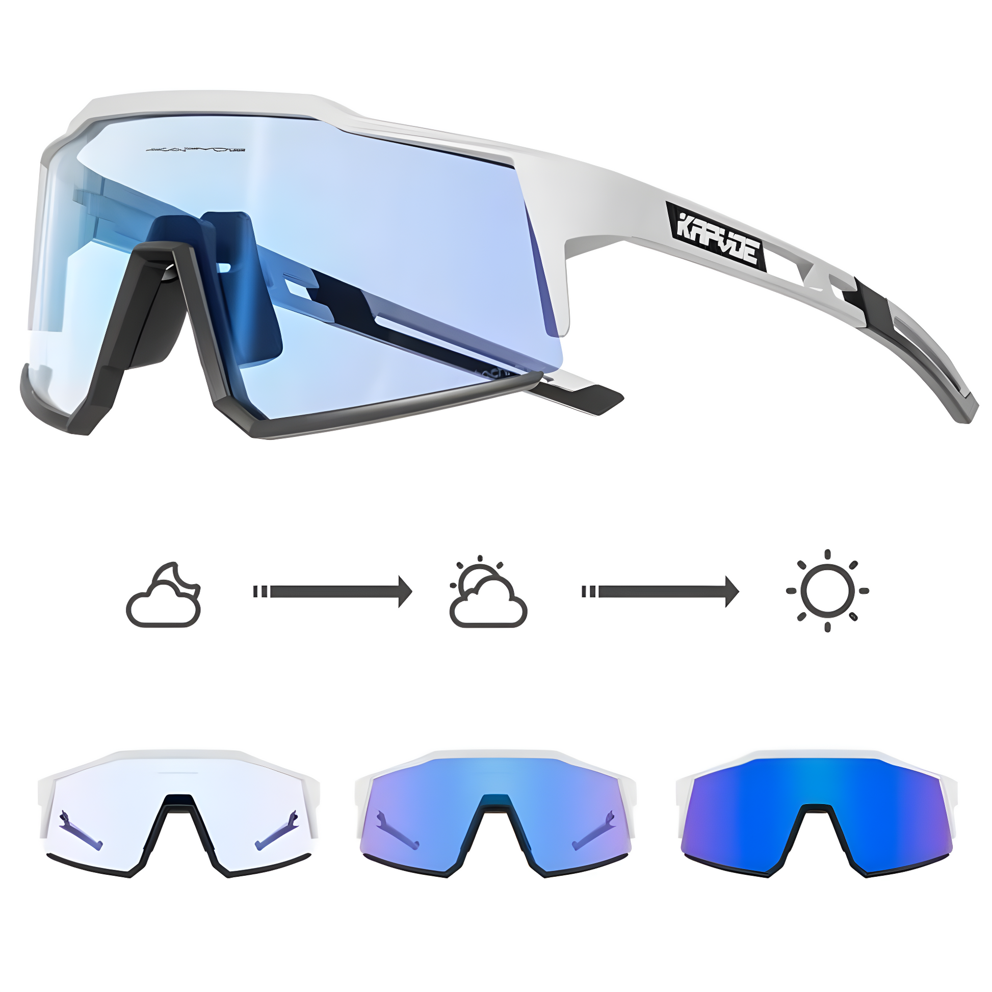 Fahrradbrille mit Myopie-Einsatz, UV400-Schutz und photochromen Gläsern für Brillenträger 0