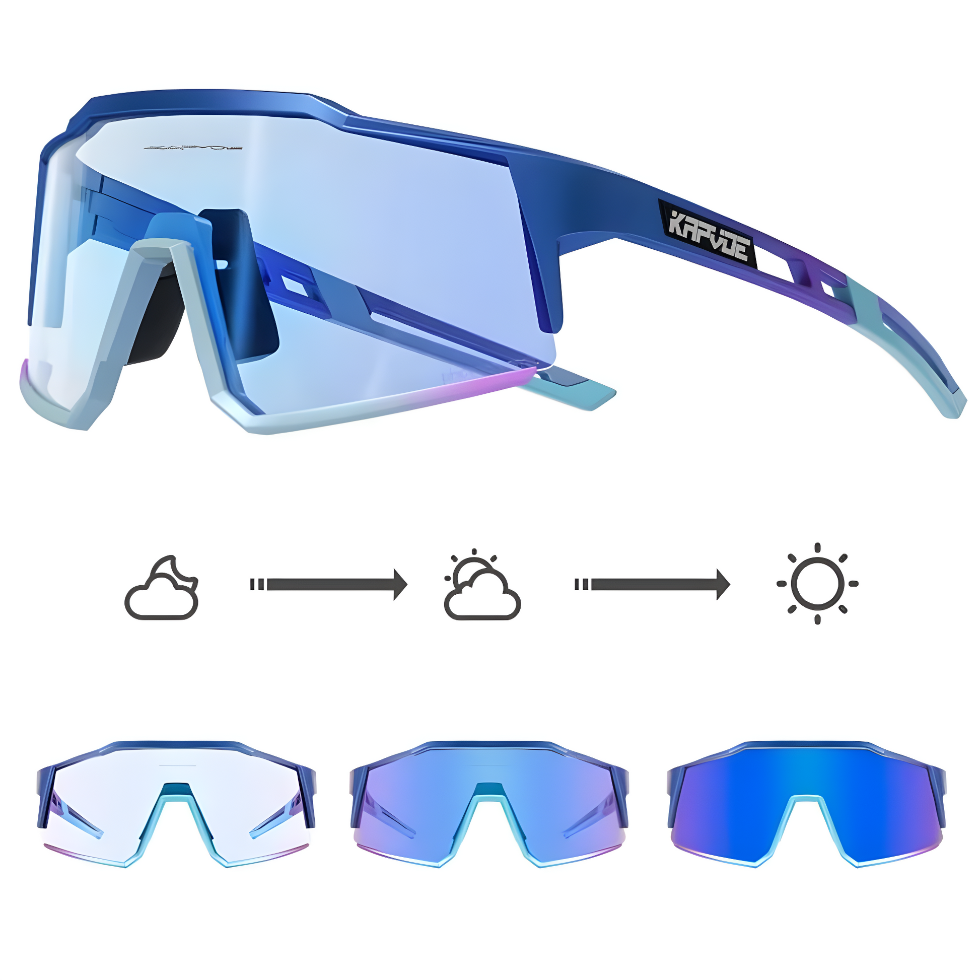 Fahrradbrille mit Myopie-Einsatz, UV400-Schutz und photochromen Gläsern für Brillenträger 8