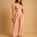 Flatterende jumpsuit met pofmouwen 0