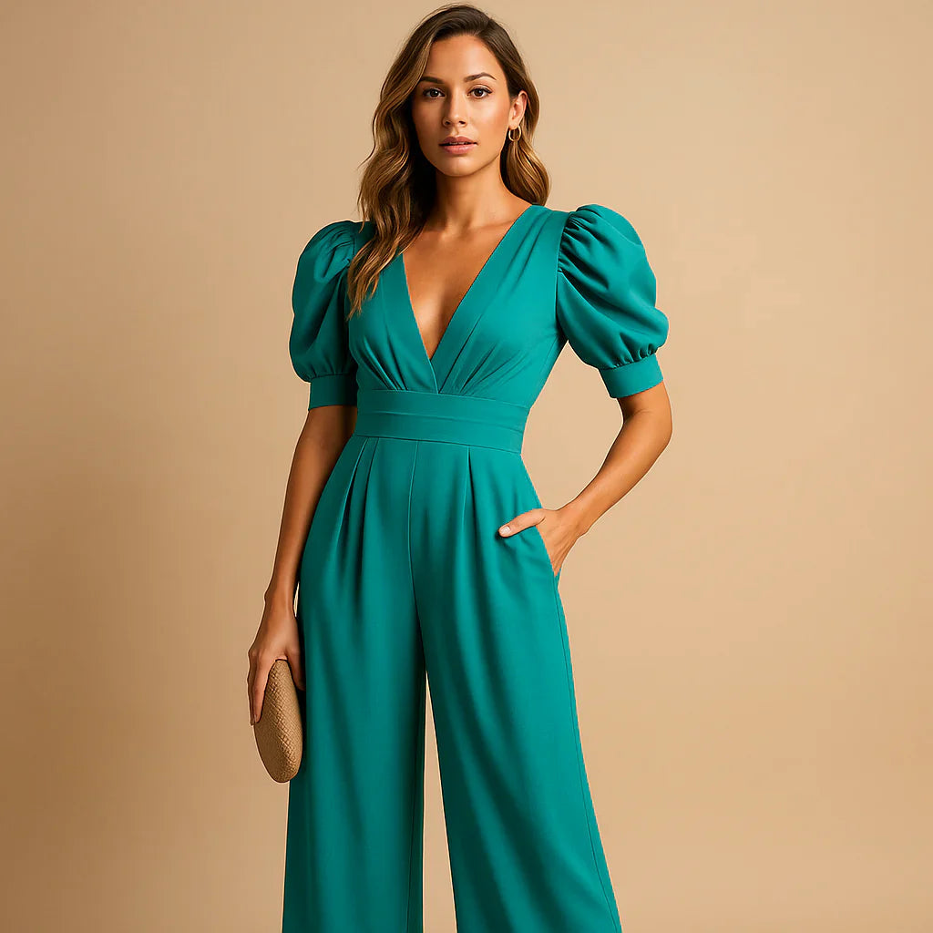 Flatterende jumpsuit met pofmouwen 3